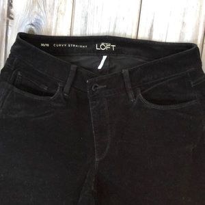 🟢 LOFT Corduroy Curvy Straight Black Pants